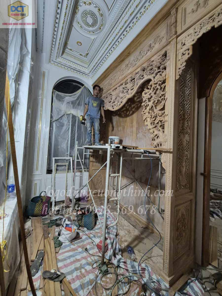 Thi công nội thất phòng thờ nhà thây Dũng Tiền Giang